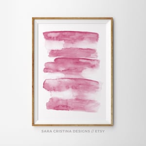 Impression abstraite, Aquarelle rose, Art mural rose blush, Grande affiche rose, Décor abstrait rose, Coup de pinceau rose, Impression d’art abstrait
