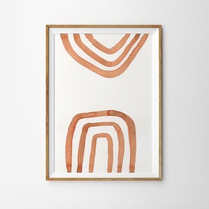 Arte abstracto naranja Póster neutro Mediados de siglo Acuarela Impresión de arte Gran pared Arte Impresiones naranja Impresión minimalista Decoración moderna sala de estar