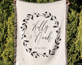 Custom Throw Blanket Couple Name cotton anniversary gift Husband second anniversary gift wife cotton anniversary personalized blanket