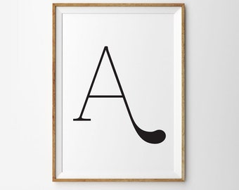 Scandinavian art print, Custom Letter Print, Initial Prints, Office Wall Art, Letter Art Print,Minimalist Print ,black and white print
