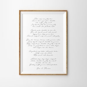 Song lyrics poster Your Poem Poster Wedding Wedding song Poster First anniversary Husband Gift Wife gift Paper Cotton Gift