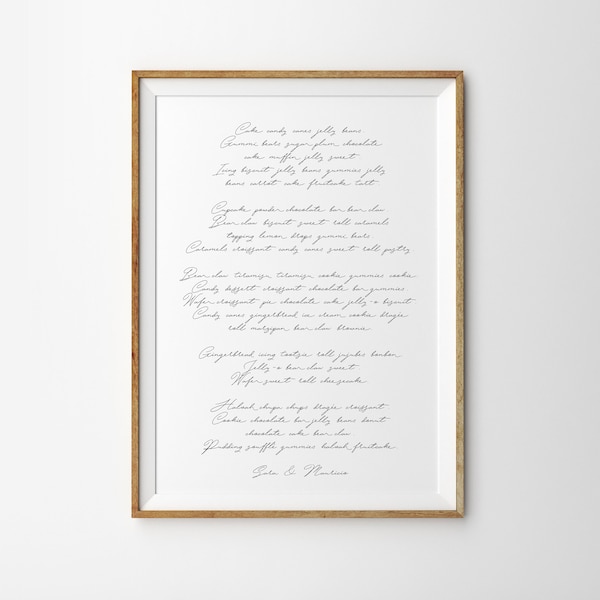 Custom Song lyrics Poster Personalized Quote Poster Fine Art Print Custom Text Art Your Own Words Poster