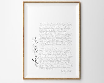 Wedding Song Print, First Dance print, song lyrics print, Husband Anniversary gift, First anniversary, custom lyrics print, custom wedding