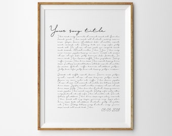 Wedding Song Lyric framed Wall Art, Custom lyrics art, First Dance Song, Custom Text Wall Art, anniversary gift, paper anniversary gift,