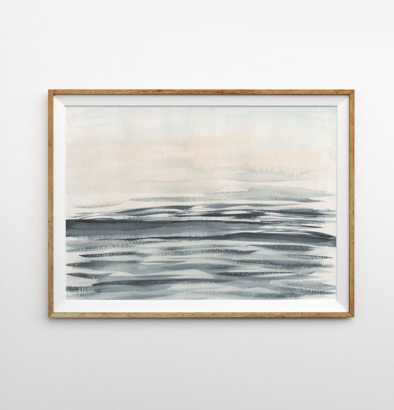 Abstract Costal landscape Print Watercolour bedroom decor Calm landscape Painting abstract Costal Modern Landscape Home Art Decor Ocean