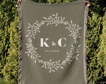 Custom Throw Blanket Couple Name cotton anniversary gift Husband second anniversary gift wife cotton anniversary personalized blanket