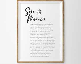 Custom Wedding Song Lyrics Poster, Custom made Song lyric print, Personalized Poster, Wedding Vows Print, Choose your own lyrics art poster