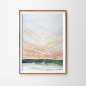 Impressão em aquarela de paisagem abstrata, decoração de quarto com impressão de arte abstrata, decoração de quarto com paisagem, arte de paisagem abstrata, grandes impressões de arte