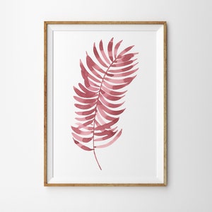 Aquarelle botanique, cuisine Pink Wall Art, Grande affiche rose, Décor rose pastel poussiéreux, Brush Stroke rose, impression d’art abstrait