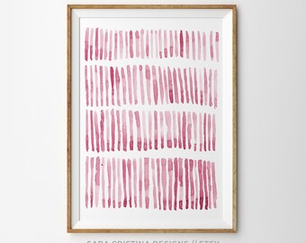 Pink Abstract Watercolor Print, Modern Minimalist Wall Art