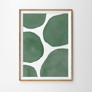 Arte escandinavo verde esmeralda, Cartel de acuarela, Decoración contemporánea del hogar, Póster de arte abstracto, Pintura de impresión de arte de acuarela verde oscuro