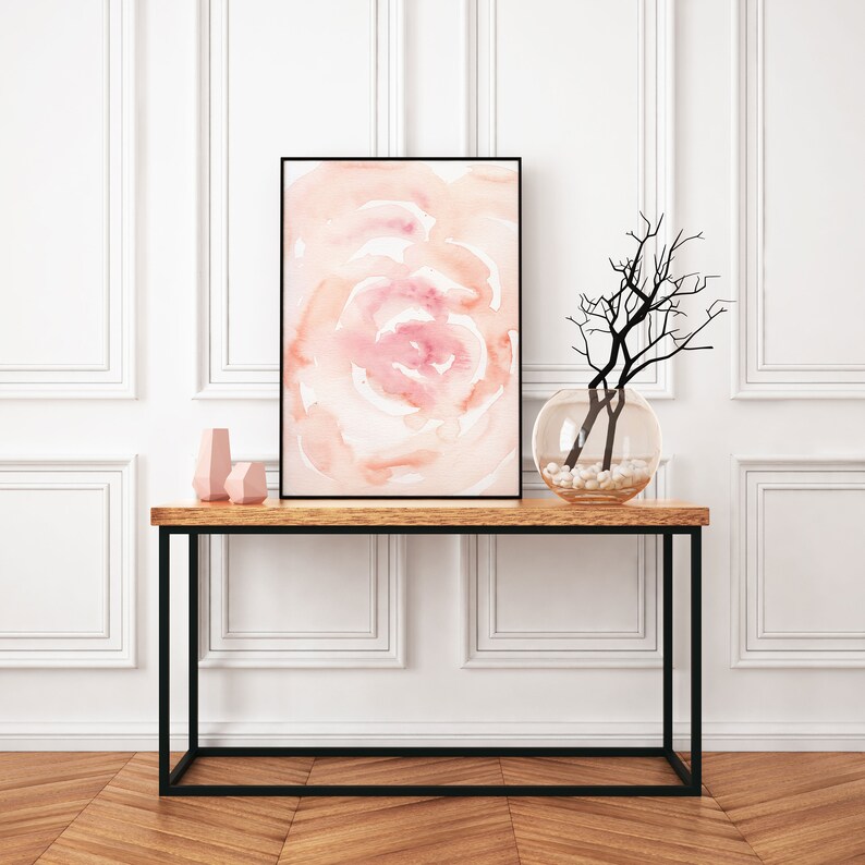 Abstract Watercolour Painting Blush Pink Wall Art Large Pink Etsy
