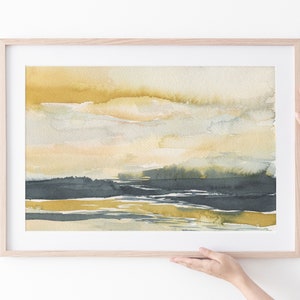 Abstract landscape watercolour Print, abstract art print bedroom decor, landscape bedroom decor, abstract landscape art, large art prints