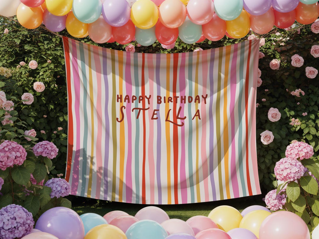 Happy Birthday Banner Kids Backdrop Personalized Birthday Name Banner