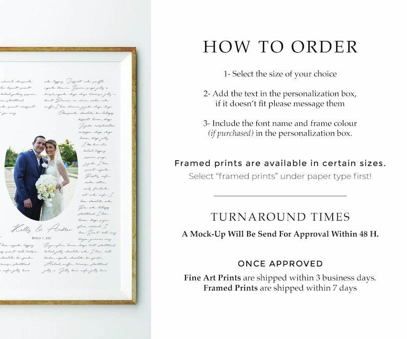 One year wedding anniversary gift, Wedding vows art print poster, Personalized vows Poster, First anniversary gift, your vows art print image 2