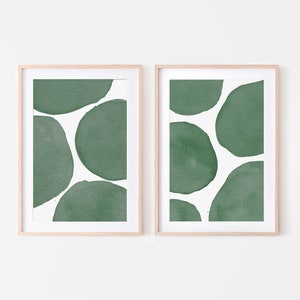 Verde abstracto estampado acuarela BUNDLE, Minimalist Print Abstract Contemporary Home Decor Abstract Art Poster Dark Green print set