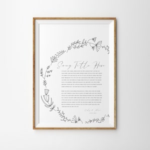 Custom Lyrics Song Print Wedding gift Custom lyrics print framed personalized Text Print First Dance Song Mothers day Gift