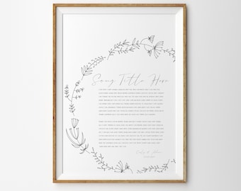Custom Lyrics Song Print Wedding gift Custom lyrics print framed personalized Text Print First Dance Song Mothers day Gift