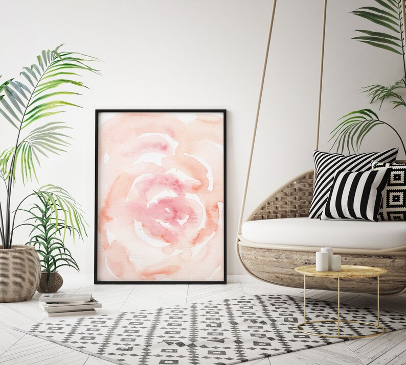 Abstract Watercolour Painting Blush Pink Wall Art Large Pink Etsy