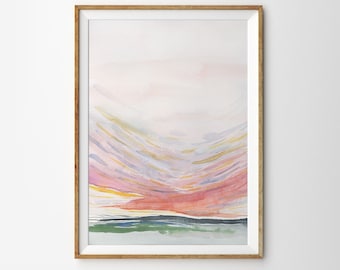 Aquarelle abstraite rose, impression d'art coup de pinceau