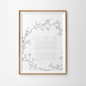 Song lyrics wall art wedding song lyric art lyrics wall art wedding song lyric gift first dance lyric First anniversary gift Paper for him