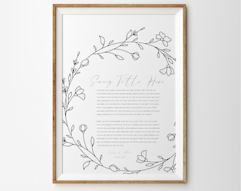 Song lyrics wall art wedding song lyric art lyrics wall art wedding song lyric gift first dance lyric First anniversary gift Paper for him