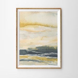 Abstract landscape watercolour Print, abstract art print bedroom decor, landscape bedroom decor, abstract landscape art, large art prints