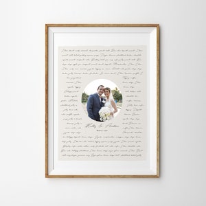 Regalo de aniversario de boda de un año, impresión de arte de votos de boda, cartel de votos personalizado, regalo de primer aniversario, impresión de arte de sus votos, votos personalizados