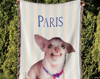 Custom Pet Photo Blanket: Personalized Dog/Cat Name Throw