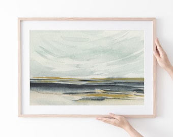Aquarelle de paysage abstrait Impression, impression d’art abstrait décor de chambre à coucher, décor de chambre à coucher paysage, art paysager abstrait, grandes impressions d’art