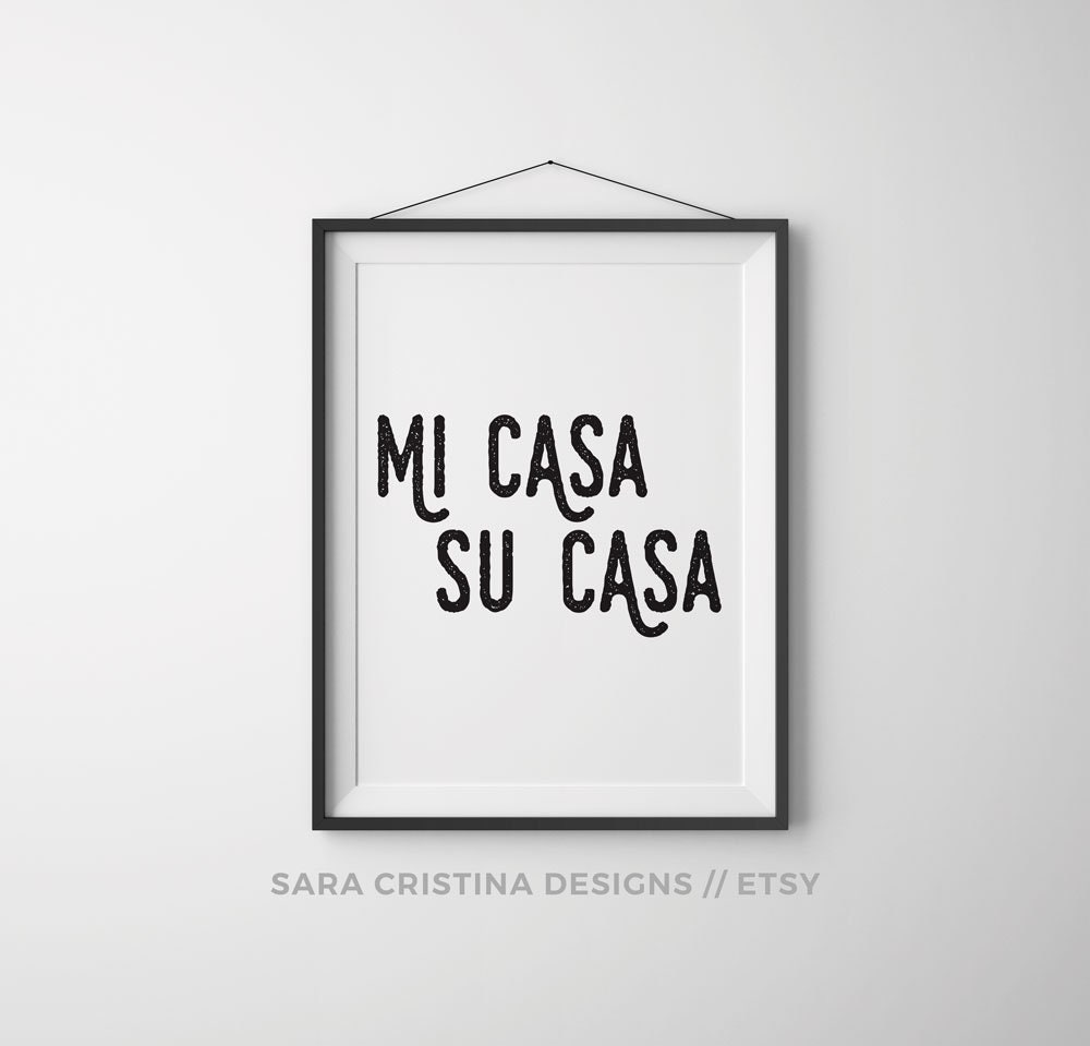 Mi Casa Su Casa Home Print Living Room Wall Art Text Etsy Canada