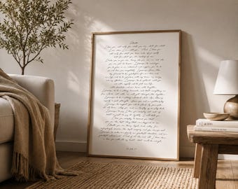 Impression d'art encadrée vœux de mariage, cadeau d'anniversaire affiche d'art paroles de chanson