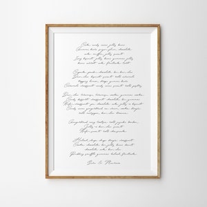Ein Jahr Hochzeit Jahrestagsgeschenk, Hochzeit Song Texte Poster, personalisierte Song Poster, erste Jahrestagsgeschenk, Ihre eigenen Texte Kunstdruck