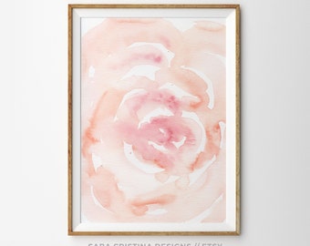 Abstract Watercolour Painting, Blush Pink Wall Art, Large pink Poster, Dusty Pastel Pink Decor, Brush Stroke pink, abstract art print