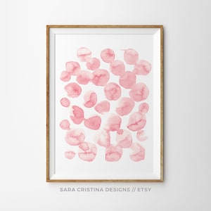 Peinture à l’aquarelle abstraite, Art mural rose blush, Grande affiche rose, Décor rose pastel poussiéreux, Pinceau rose, impression d’art abstrait