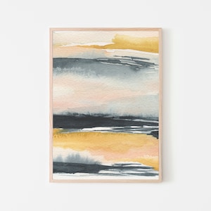 Impressão em aquarela de paisagem abstrata, decoração de quarto com impressão de arte abstrata, decoração de quarto com paisagem, arte de paisagem abstrata, grandes impressões de arte
