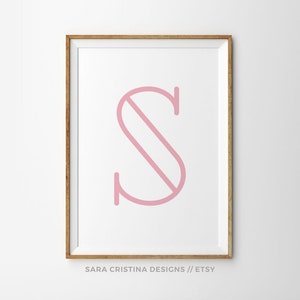 Iniciales letras pared, decoración de la habitación del adolescente, impresión girly oficina, guardería de la habitación de la niña del bebé, impresiones de las letras personalizadas, impresión 8x10, impresión mínima