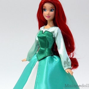Ariel Inspired Doll Dress: Green Outfit for 11.5&quot; or 17&quot; Dolls