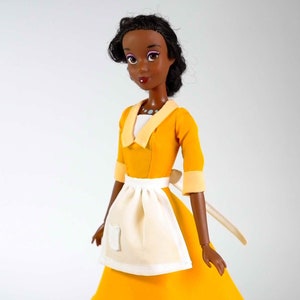 Tiana Inspired Doll Dress: Yellow Waitress Outfit for 11.5&quot; or 17&quot; Dolls