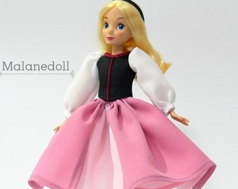 Eilonwy inspired dress fits 10, 11.5 or 17 inches Dolls like Disney Princess Classic Dolls or Classic Singing Dolls.