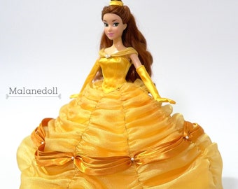 Belle Inspired Doll Dress: Golden Yellow Gown for 11.5" or 17" Dolls