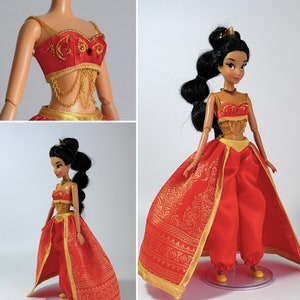 Jasmin inspiriertes Rotes Puppen Outfit: Für 11.5&quot;oder 17&quot; Dolls