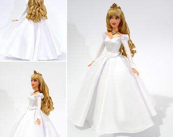 Aurora Princess Inspired Doll Wedding Dress: Fits 11.5 or 17 Inch Dolls