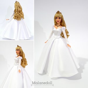 Aurora Princess inspired wedding dress fits 11.5 or 17 inches Dolls like Disney Princess Classic Dolls or Classic Singing Dolls.