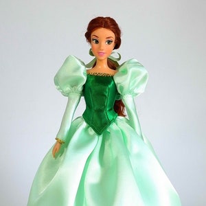 Belle inspired dress (Green)  fits 11.5 inches or 17 inches Dolls like Disney Princess Classic Dolls or Classic Singing Dolls.