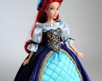 Ariel Inspired Doll Dress (Velvet Blue): Fits 11.5 or 17 Inch Dolls
