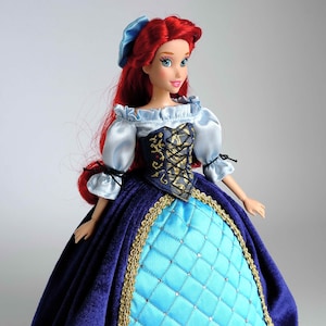 Ariel inspired dress (Velvet Blue)  fits 11.5 or 17 inches Dolls like Disney Princess Classic Dolls or Classic Singing Dolls.