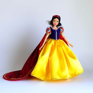 Snow White Inspired Doll Dress with Velvet Cape (Fits 11.5 or 17 inch Dolls)