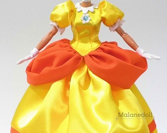 Princess Daisy inspired outfit fits 11.5 or 12 inches Dolls like Disney Princess Classic Dolls or Barbie doll.