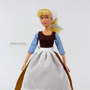 Cinderella inspired maid dress fits 11.5 inches or 17 inches Dolls like Disney Princess Classic Dolls or Classic Singing Dolls.